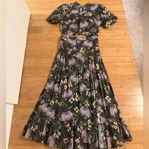 Floral Maxi Dress in Black with Lavender Blooms